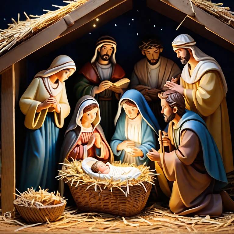 scene de la nativité avec Jesus en son centre